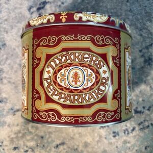 Nyakers Pepparkakor Cookie Tin Swedish Gingersnap Decorative Red - Empty Tin